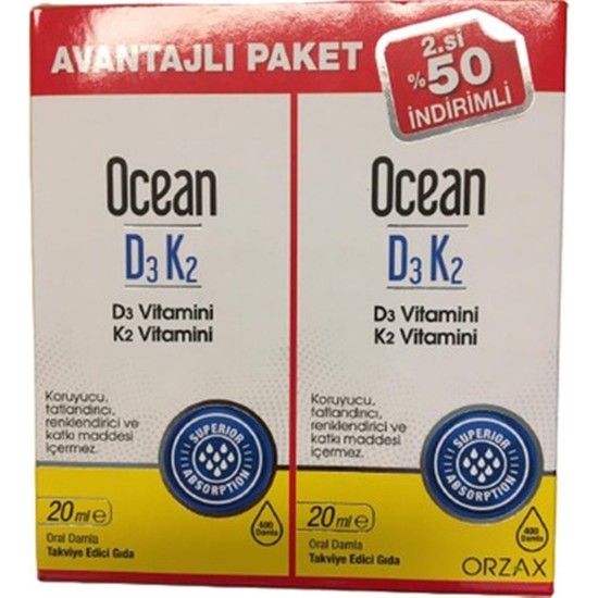 Ocean D3 K2 Vitamin 2'Li Fiyatı, Taksit Seçenekleri ile Satın Al