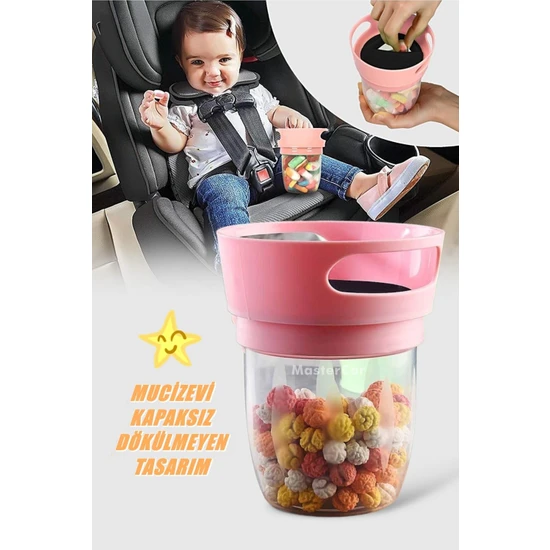 MasterCar Candy Mama Alıştırma Kabı Dökülmeyi Önleyen Saklama Kabı Atıştırma Bardağı Çocuk Beslenme Çantası