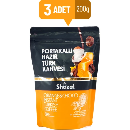 Shazel Portakallı Hazır Türk Kahvesi 200 gr x 3'lü