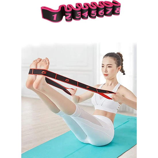 Technojet 8 Seviyeli Direnç Bandı Spor Egzersiz Aerobik Pilates Squat Lastiği Fitness Yoga
