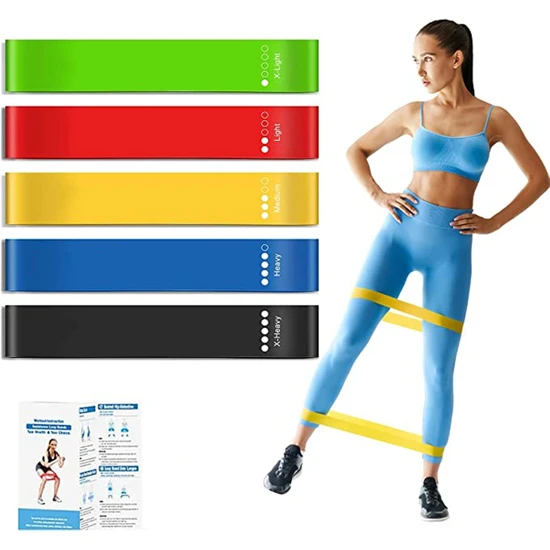 Technojet 5 Adet Farklı Seviye Direnç Bandı Spor Egzersiz Aerobik Pilates Squat Lastiği Fitness Yoga