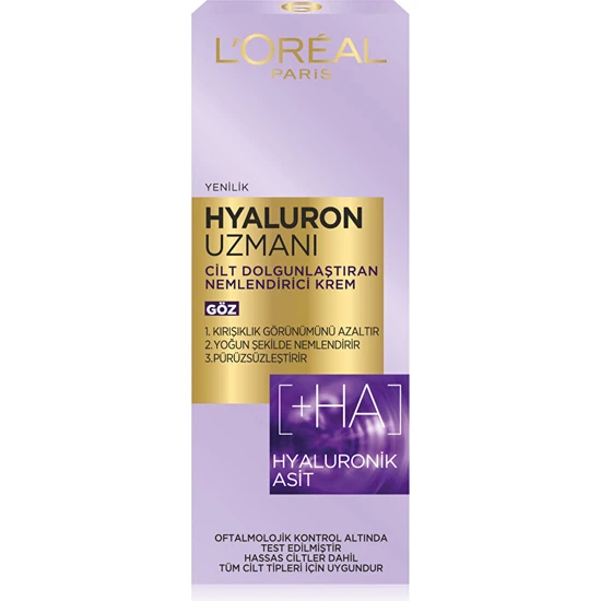 L'Oréal Paris Göz Kremi Hyaluron Uzmanı Cilt Dolgunlaştıran Nemlendirici  15 ml