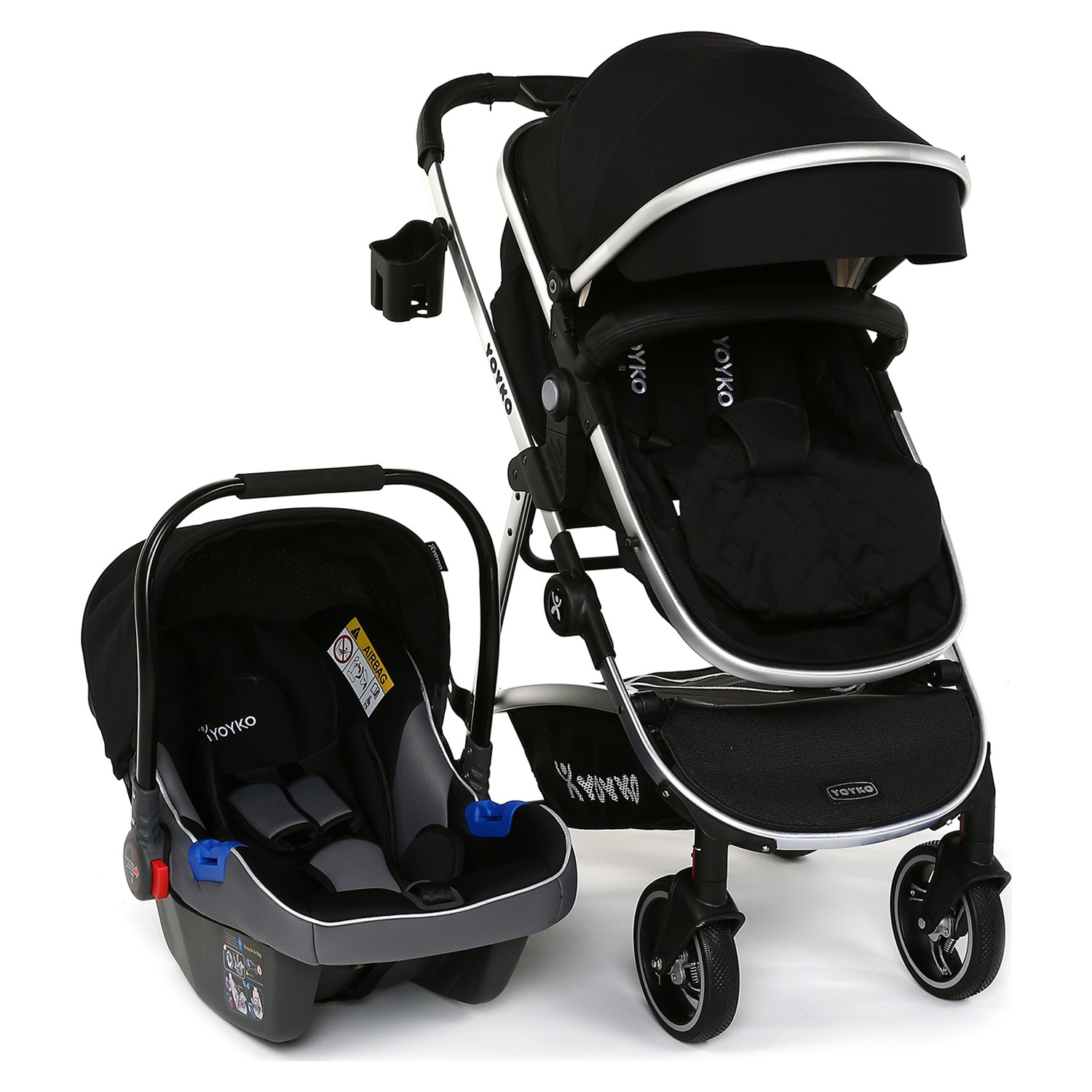 Yoyko City Seyahat Sistem Bebek Arabası 3 in 1 Siyah