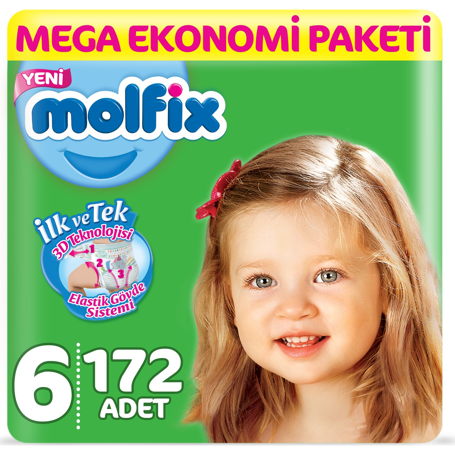 Molfix Bebek Bezi 6 Beden E.Large Mega Ekonomi Paketi 172 Fiyatı