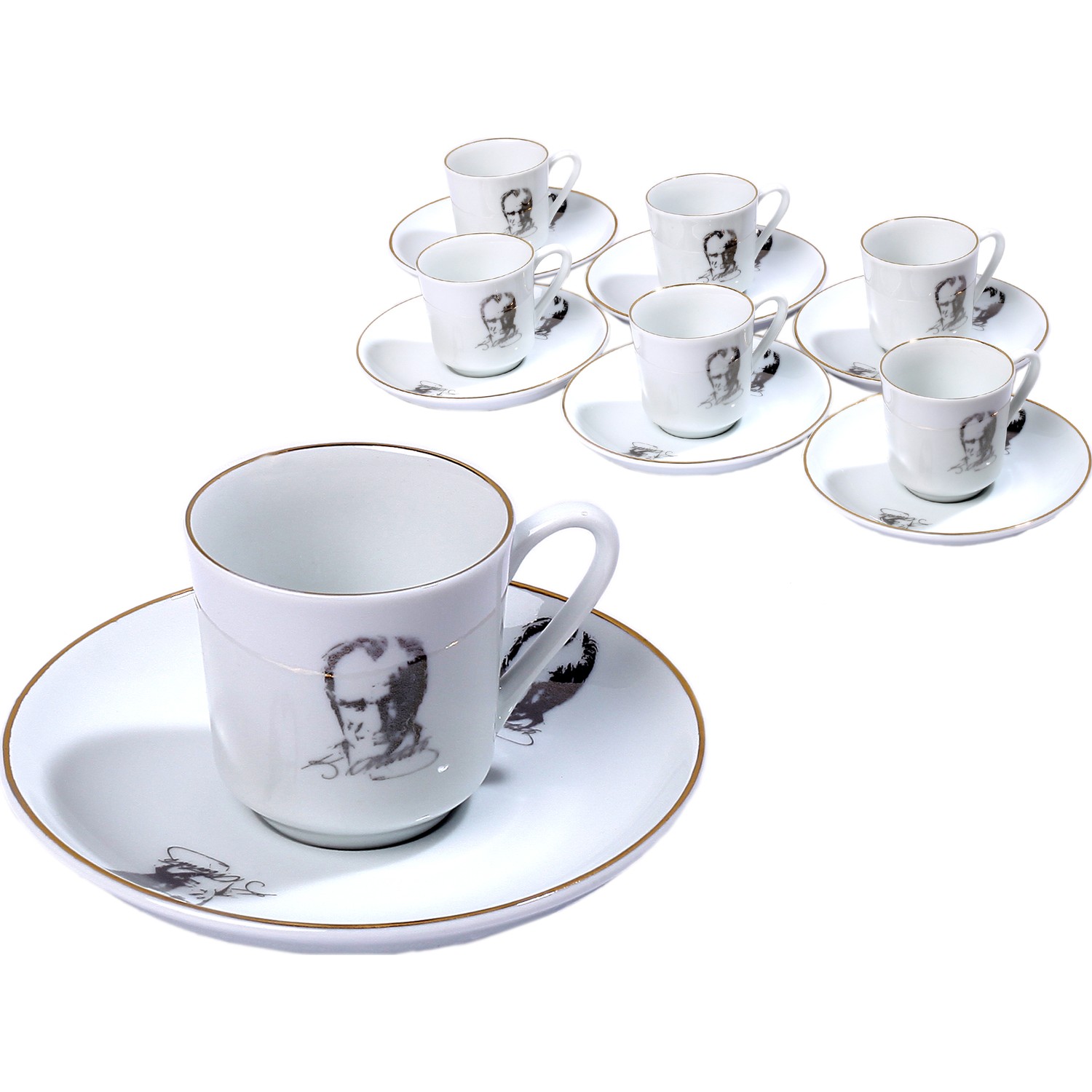 Güral Porselen Atatürk Imza ve Silüetli Kahve Fincan Takımı Fiyatı