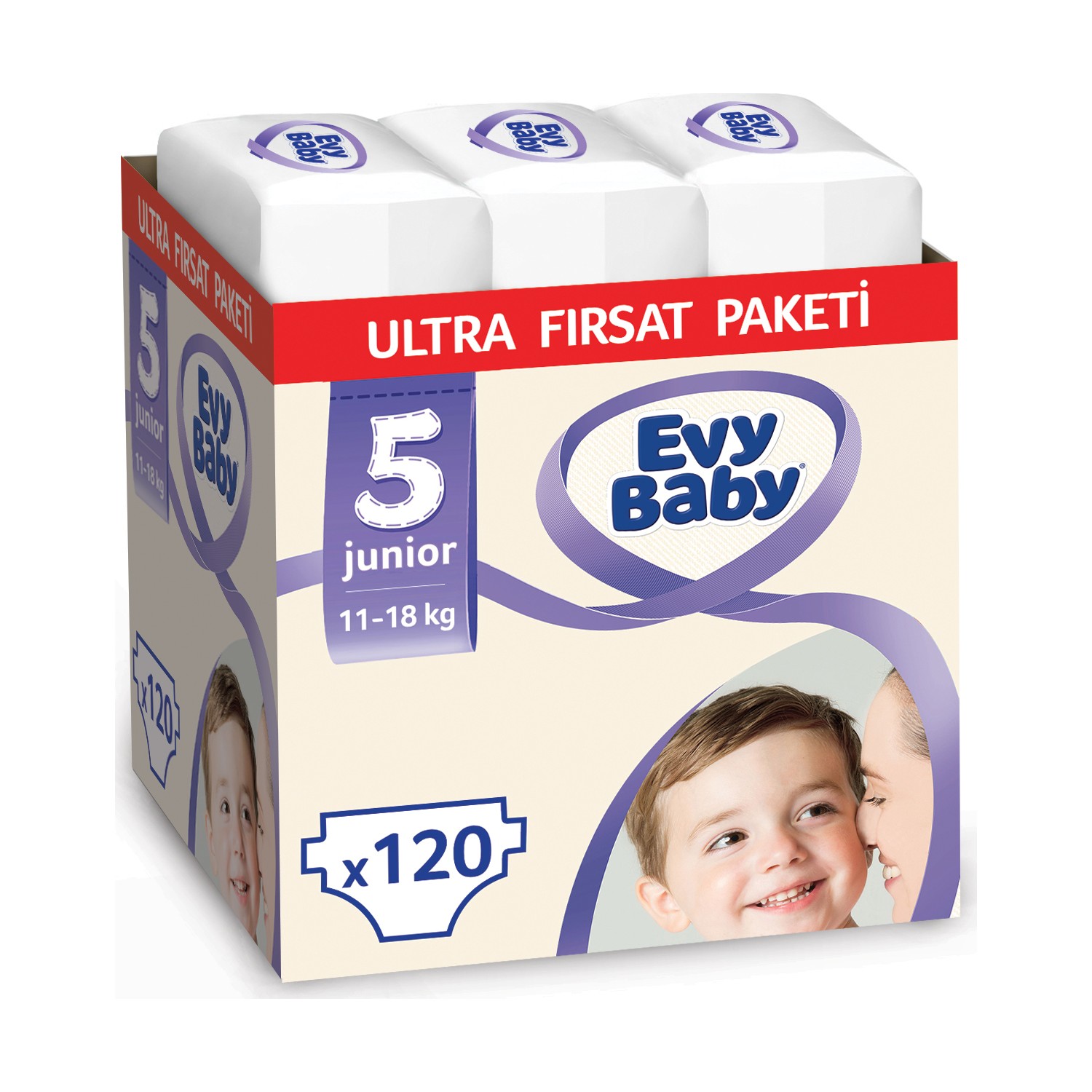 Evy Baby Bebek Bezi 5 Beden Junior Ultra Fırsat Paketi 120