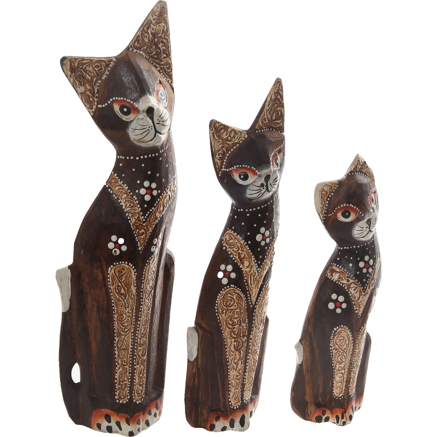 Otantik Ahşap Kedi Figürlü Dekoratik Süs Eşyası Büyük Boy Fiyatı