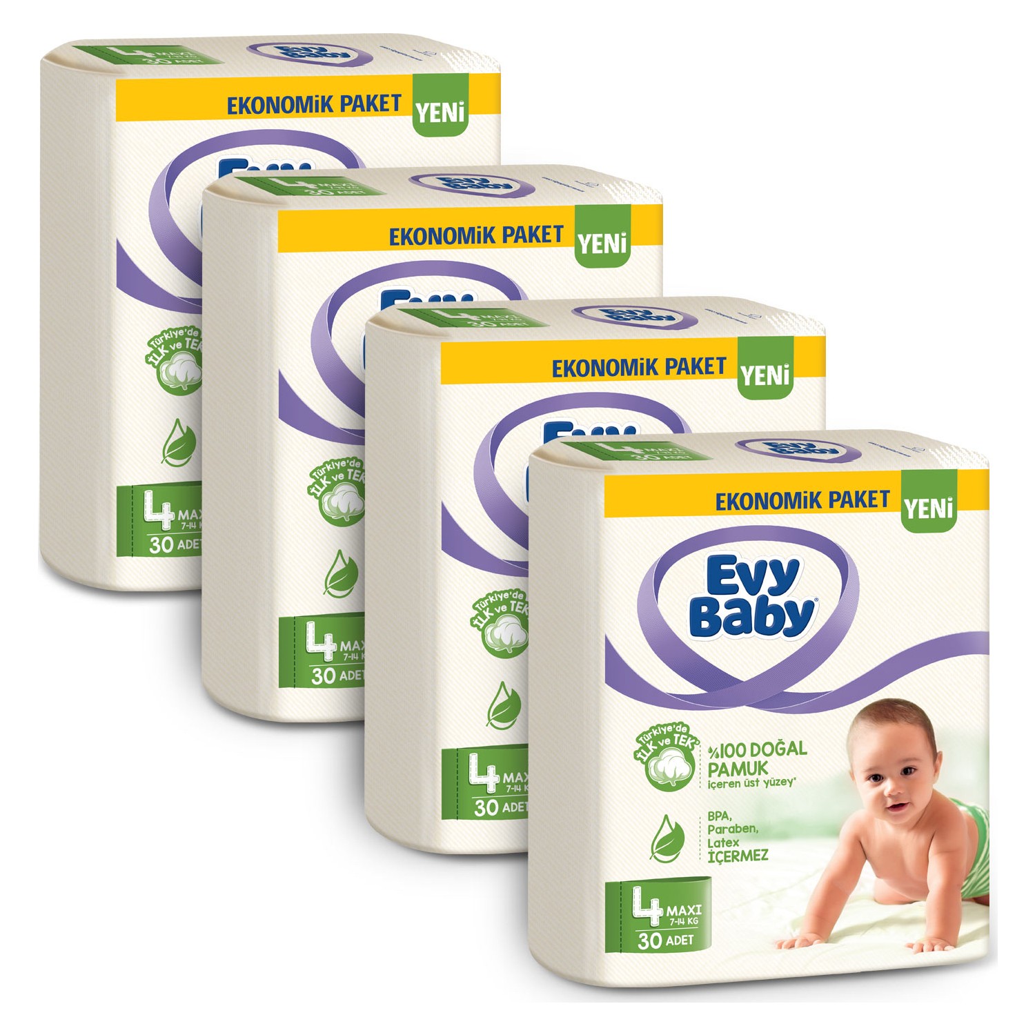 Evy Baby Bebek Bezi 4 Beden Maxi 4�lü Fırsat Paketi 120