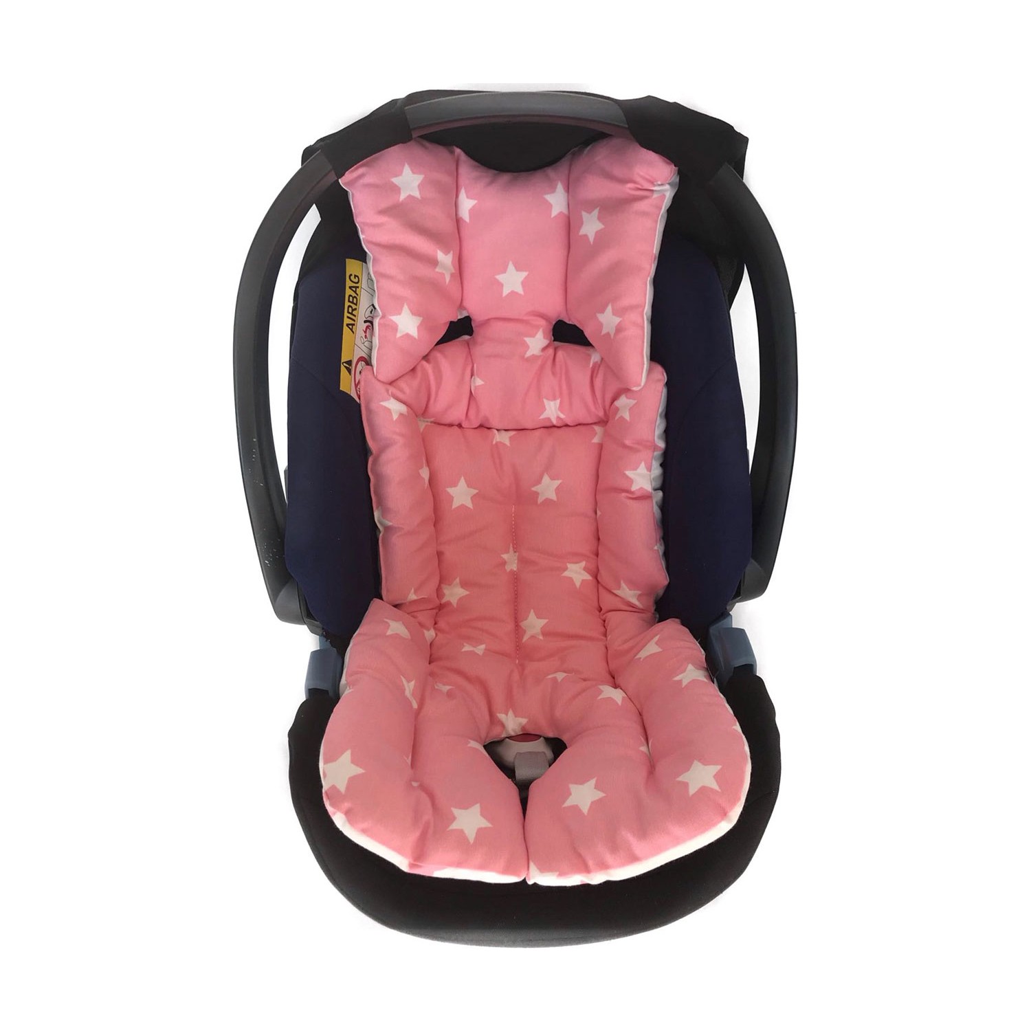 Pamuk Atölyesi Pembeli ve Yıldızlı Bebek Arabası Minderi