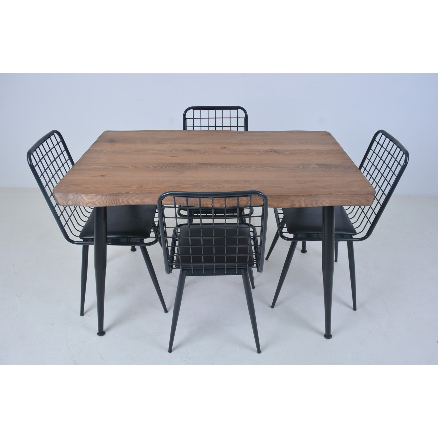 Mobil Deco Akasya Ahşap Kütük Yemek Masa Sandalye Takımı