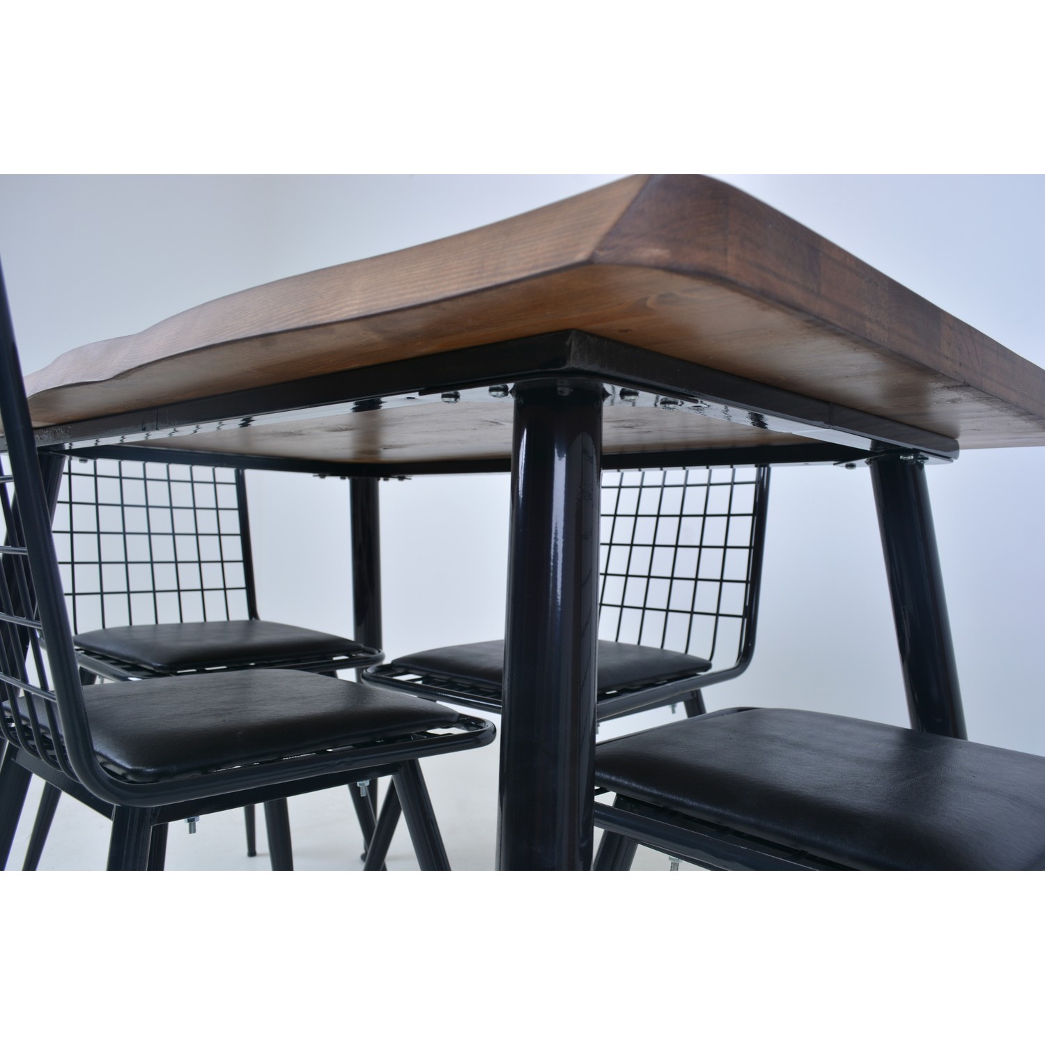 Mobil Deco Akasya Ahşap Kütük Yemek Masa Sandalye Takımı