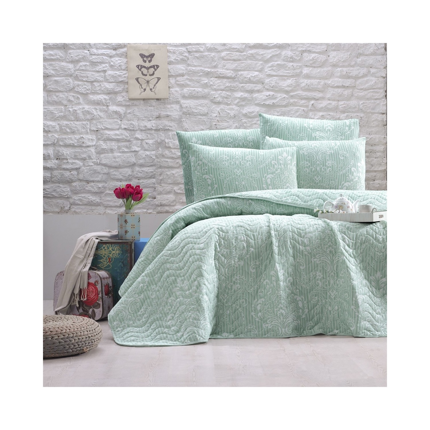 The Fabric Elegance Mint Tek Kişilik Yatak Örtüsü Seti Fiyatı The Fabric Elegance Mint Tek Kişilik Yatak Örtüsü Seti Fiyatı