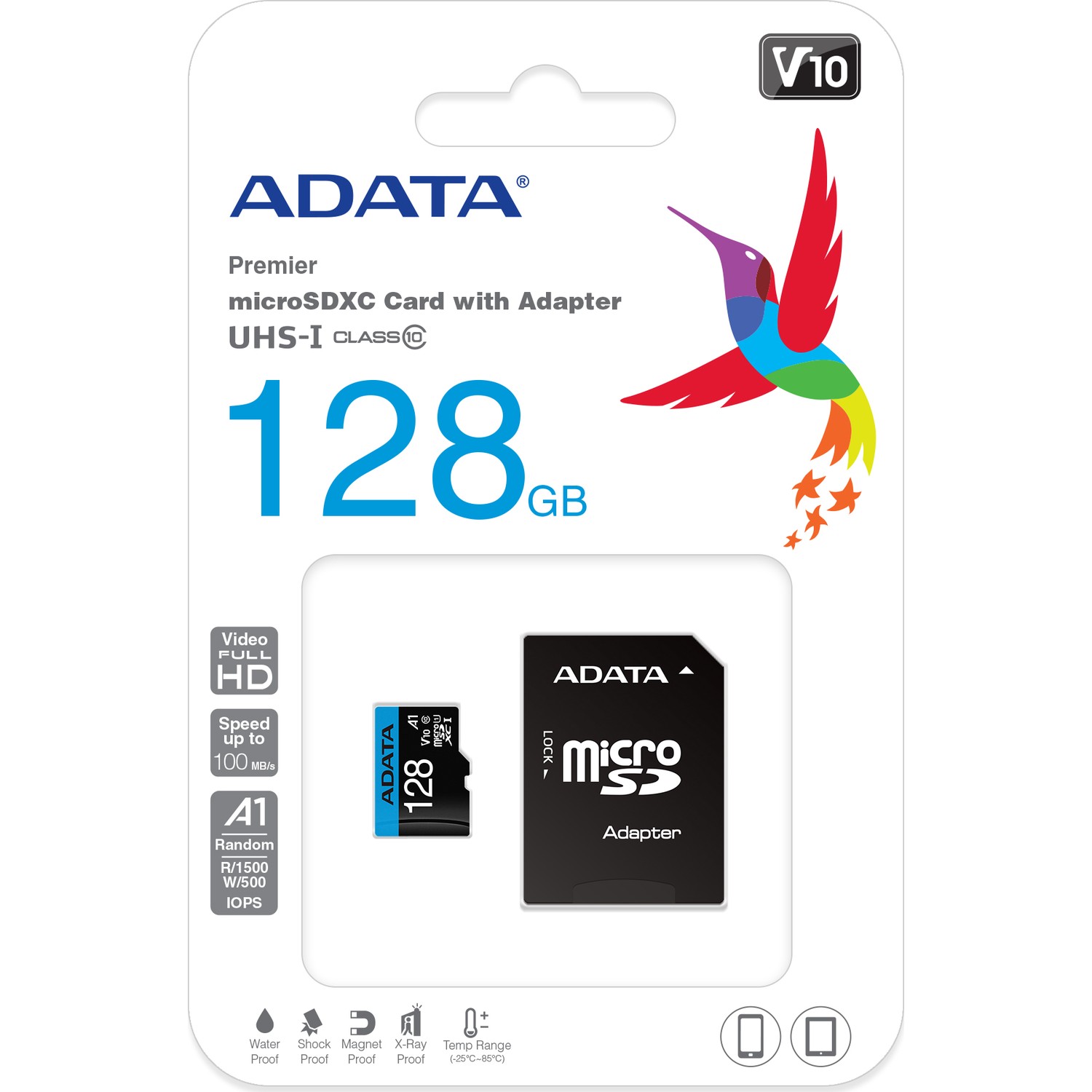 ADATA Premier Pro la tarjeta de memoria 128 GB microSDXC UHS-I Class 10 AUSDX 128GUI3V30SA 