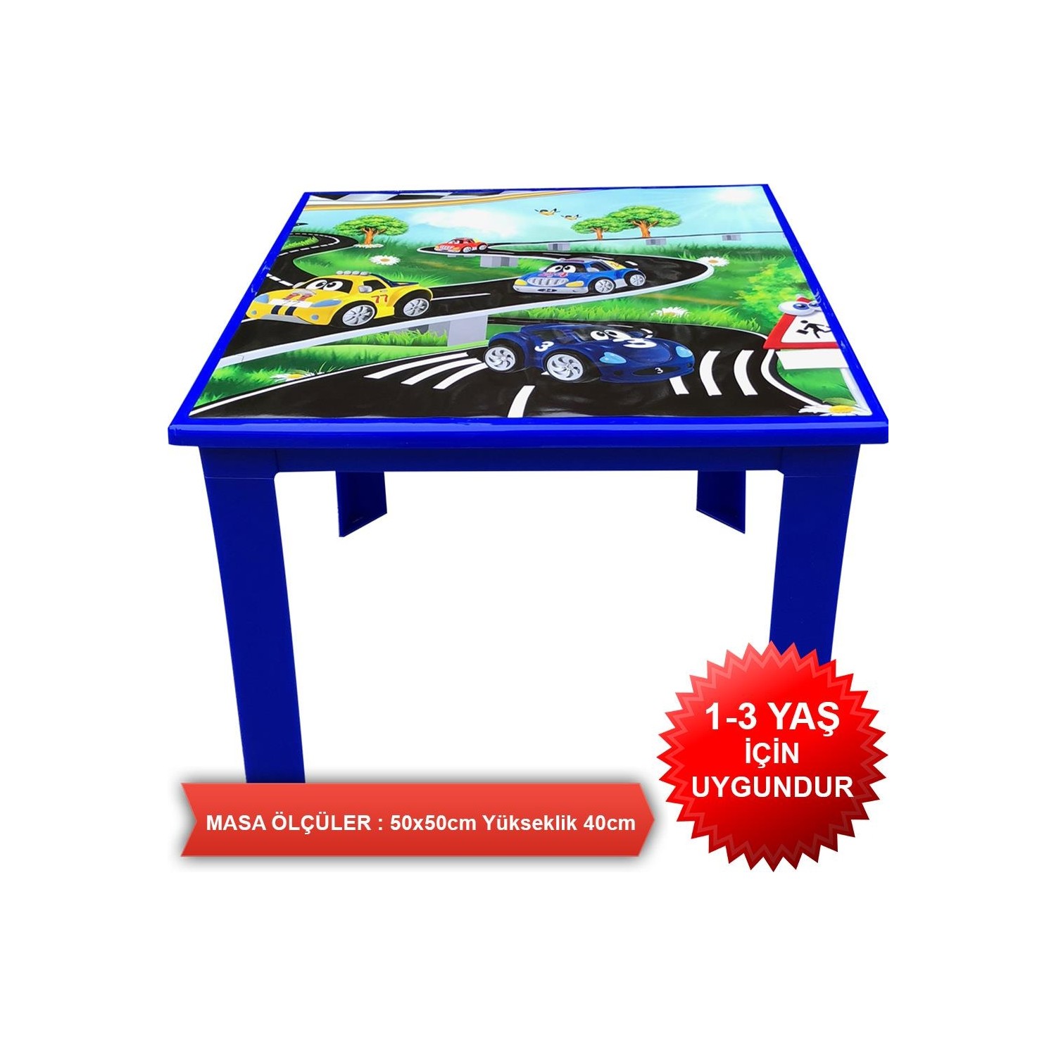 Çocuk Masa Sandalye Takımı Mavi Araba 13 Yaş Fiyatı