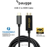 Paugge 4K 60 Hz Ultra HD 3840×2160 USB 3.1 Thunderbolt 3 Destekli USB-C to HDMI V2.0 Adaptör Kablo