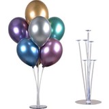 Cakes & Party 7'li Balon Standı ve 10 Adet Karışık Renkli Metalik Balon