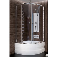 Sırduş Oval Mini Küvet +Sırduş Duşakabin 5 Mm Cam 80X80