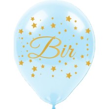 Kikajoy Altın Bir Yaş Baskılı Mavi Balon 10'lu