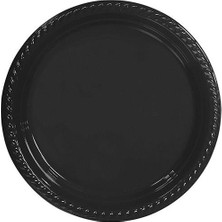 Kikajoy Siyah Plastik Tabak 22 cm 10'lu