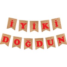 Kikajoy İyi ki Doğdun Kraft Zemin Kırmızı Harf Afiş