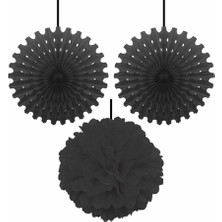 Kikajoy Siyah Ponpon Süs Seti 3'lü