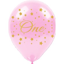 Kikajoy Altın First Year Baskılı Pembe Balon 10'lu