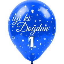Kikajoy İyi ki Doğdun Bir Yaş Baskılı Rengarenk Balon 10'lu
