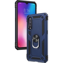 LionTech Xiaomi Mi 9 Kılıf Zırh Koruma Yüzüklü Standlı Armor Silikon Kapak + Ekran Koruma