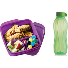 Tupperware Bölmeli Beslenme Seti Eko Şişe 500 ml Yeşil