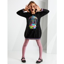 MSHB&G Kız Çocuk Popcorn Siyah Kız Elbise