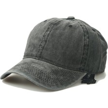 Düz Renk Yıkamalı Şapka Kep siyah