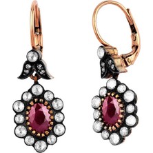 İryum Oval Yakutlu Küpe Ee287