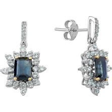 İryum Pırlanta Safir Küpe Pe061