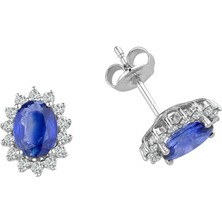 İryum Oval Safir Küpe Pe111