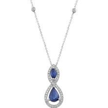 İryum Pırlantalı Safir Kolye Pn005-2