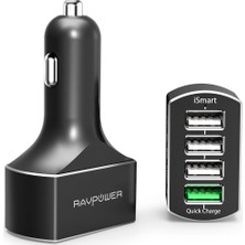 RAVPower RP-VC003 54W 4 Port QC 3.0 Hızlı Araç Şarjı Siyah