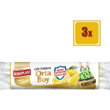 Koroplast Limon Kokulu Büzgülü Orta Boy Çöp Torbası 20' li 3'lü Set