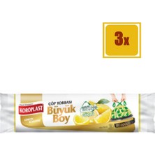 Koroplast Güçlü Büzgülü Çöp Torbası Limon Kokulu Büyük 10' lu 3'lü Set