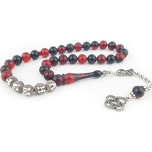 Pigado Gümüş Tanelere Yazılı 925 Ayar Gümüş Isme Özel Sıkma Kehribar Tesbih