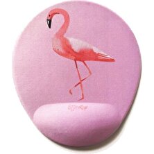 Office Küp Bilek Destekli Mouse Pad Flamingo Pembe