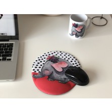 Office Küp Bilek Destekli Mouse Pad Kırmızı Fil