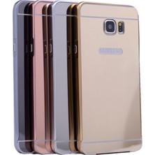 Case 4u Samsung Galaxy J5 Prime Metal Kenarlı Aynalı Kapak Gri*