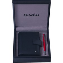 Scrikss SDR 306 Cep Ajanda Siyah + 62 Tükenmez Kalem Kırmızı Set