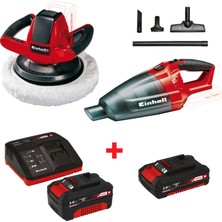 Einhell Combo Set- 5  Te-Vc 18 Li - Solo Akülü Süpürge+Ce-Cb 18/254 Li - Solo, Akülü Polisaj +18V 3 Ah Starter-Kit Power-X-Change +18V 2,0 Ah Power-X-Change Akü