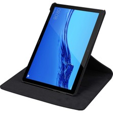 Microcase Huawei Mediapad T5 10.1 inch Tablet 360 Derece Döner Standlı Deri Kılıf - Siyah