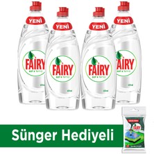 Fairy Saf ve Temiz 650 ml 4’lü Bulaşık Deterjanı + Fairy Sünger Hediyeli