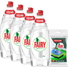 Fairy Saf ve Temiz 650 ml 4’lü Bulaşık Deterjanı + Fairy Sünger Hediyeli