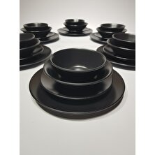 Keramika Mat Siyah 24 Parça 6 Kişilik Yemek Takımı