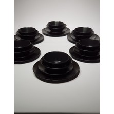 Keramika Mat Siyah 24 Parça 6 Kişilik Yemek Takımı