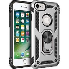 Tekno Grup Apple iPhone 5-5s Kılıf Yüzüklü Standlı Ultra Korumalı Manyetik Vega Kapak-Gümüş